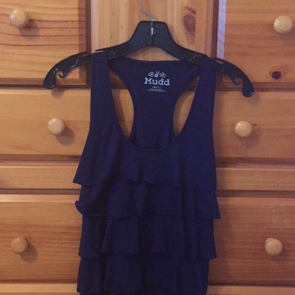 Ruffled Navy Blue Tank Top!